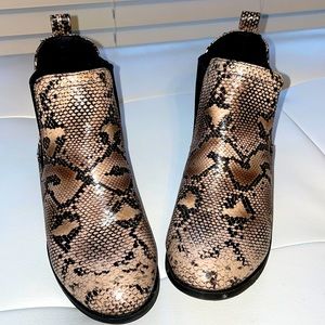 Snake print ankle boots
